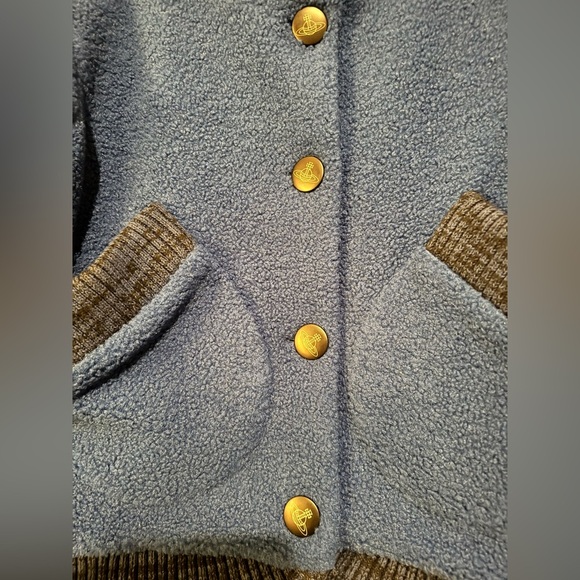 RARE Vivienne Westwood Anglomania Varsity Teddy Jacket Blue Size 36 Small EUC - Picture 5 of 10